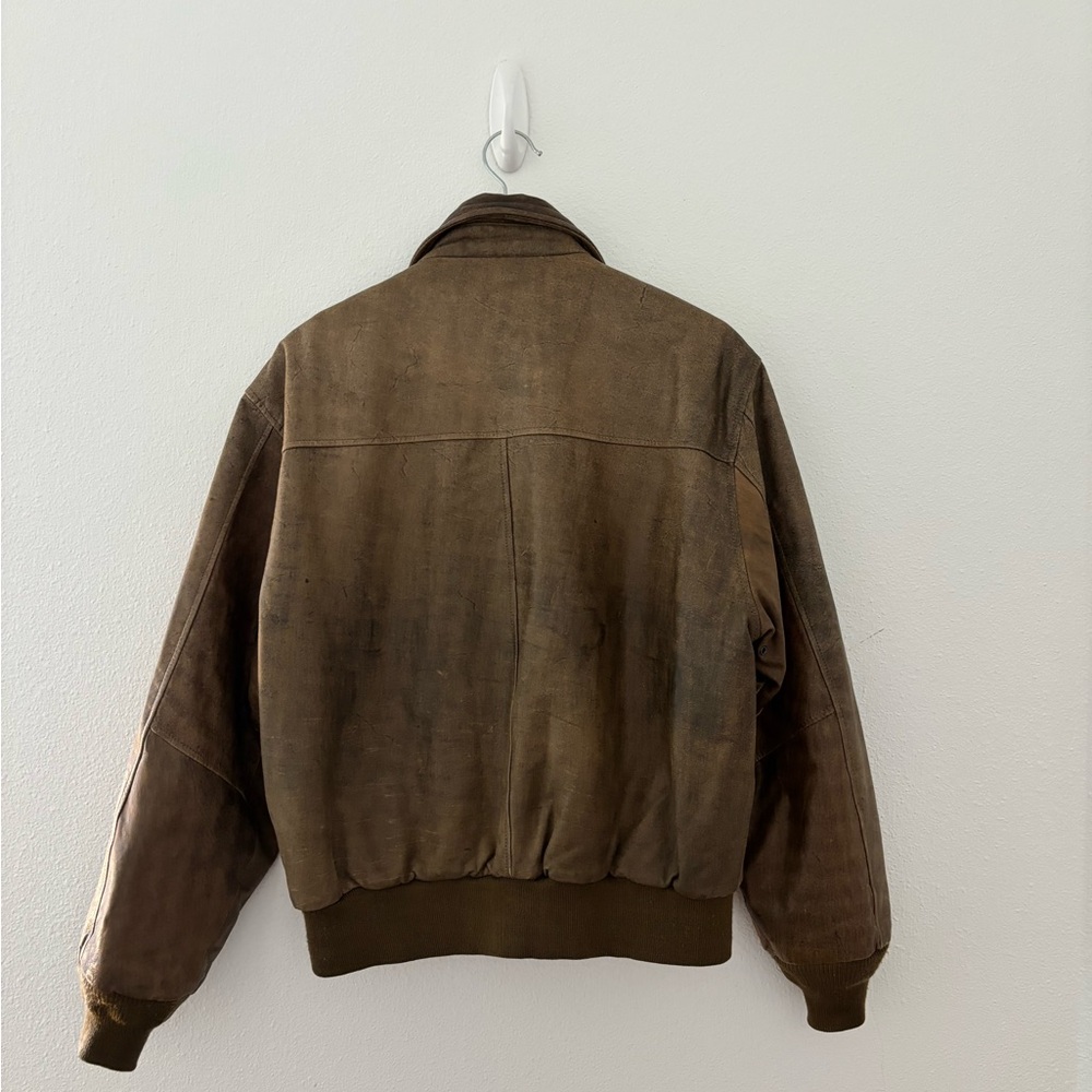 Vintage genuine leather bomber jacket - Picture 3 of 5
